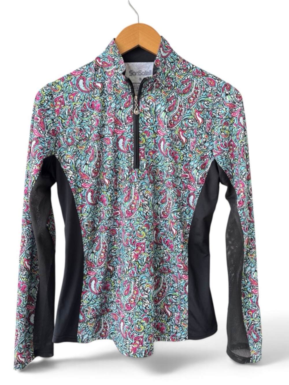 SanSoleil Women’s UPF 50+ Paisley Golf Quarter Zip Cooling Shirt SMALL